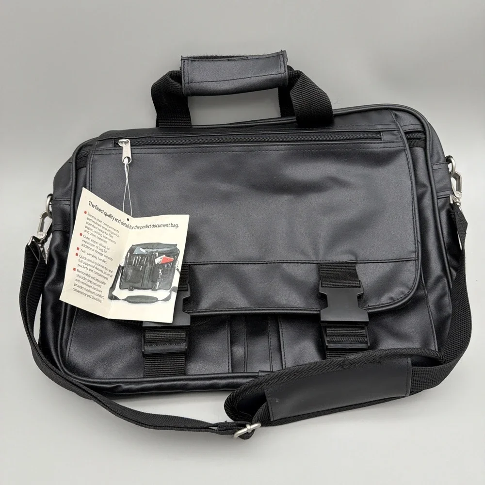 Ashten Document Bag Black NWT Multiple Pockets Carry Shoulder Strap Or Handles